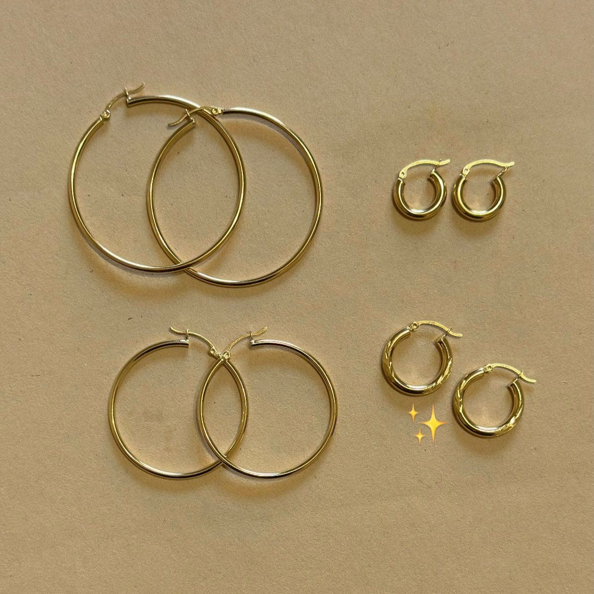 14k Solid Gold Hoops