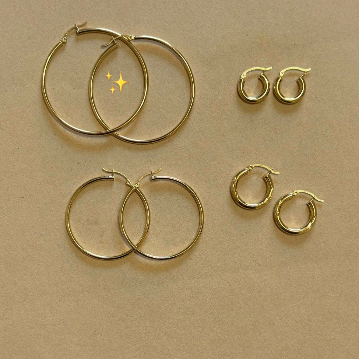 14k Solid Yellow Gold High Polished Hoop Earrings